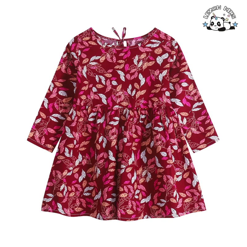 LEZONKIDS - Customizable Spring Autumn Fashion Style Long Sleeve Cotton Dress Children's Printed Casual Girls Dress